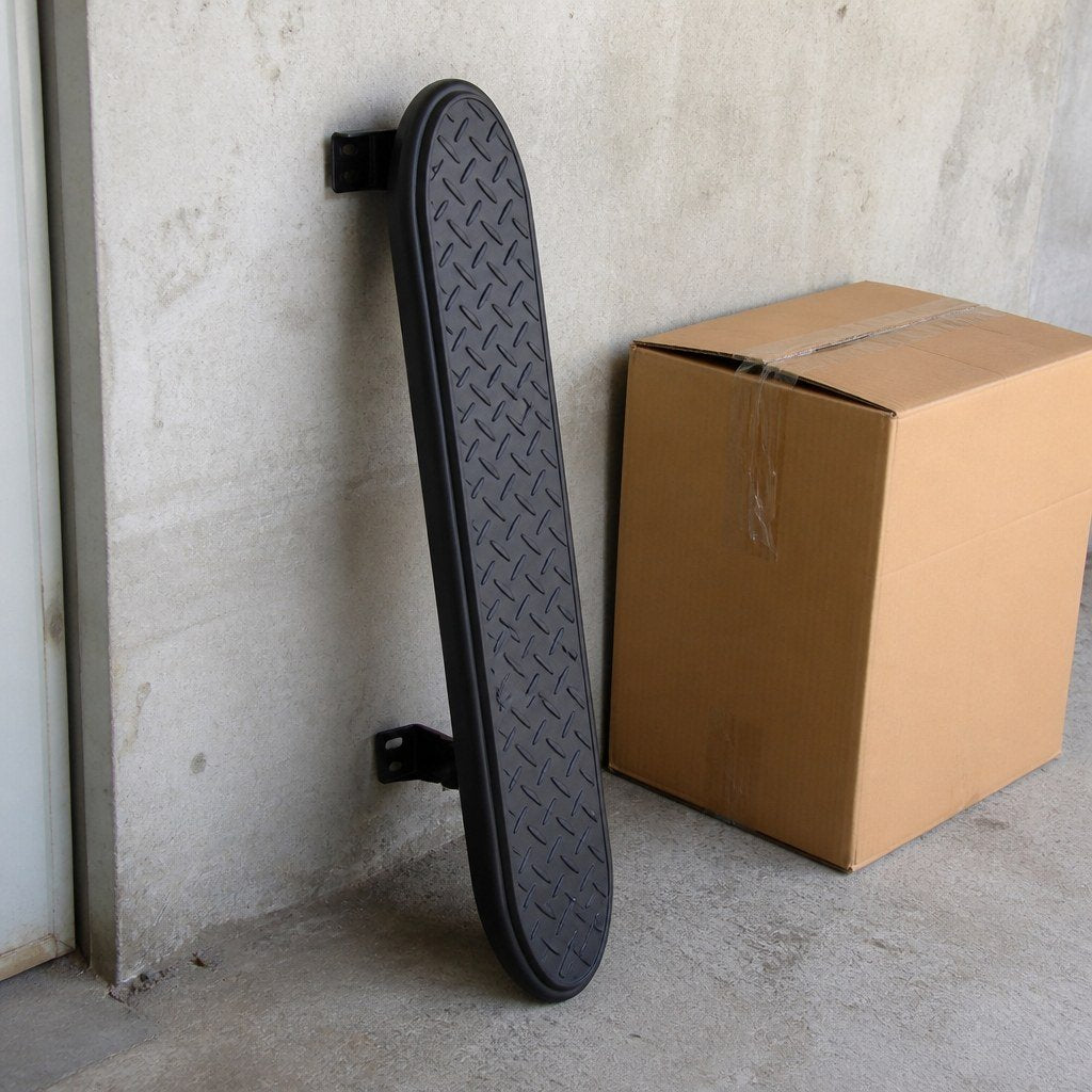 Both side steps packed with brackets on a pallet