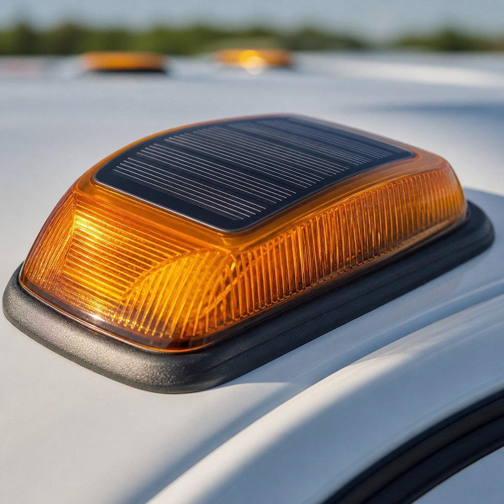 Close-up of the amber lens and housing